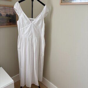 abercrombie & fitch corset cap sleeve midi dress white nwt